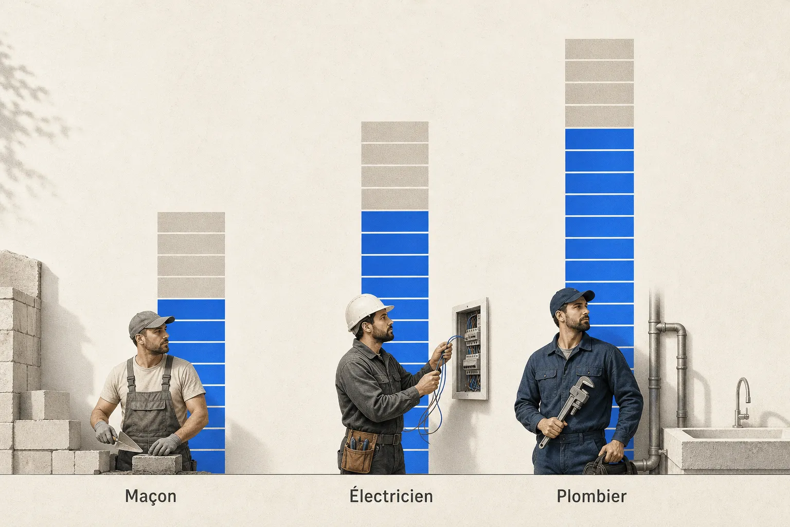 Infographie : Tarifs horaires BTP 2026 : quelles fourchettes par métier ?