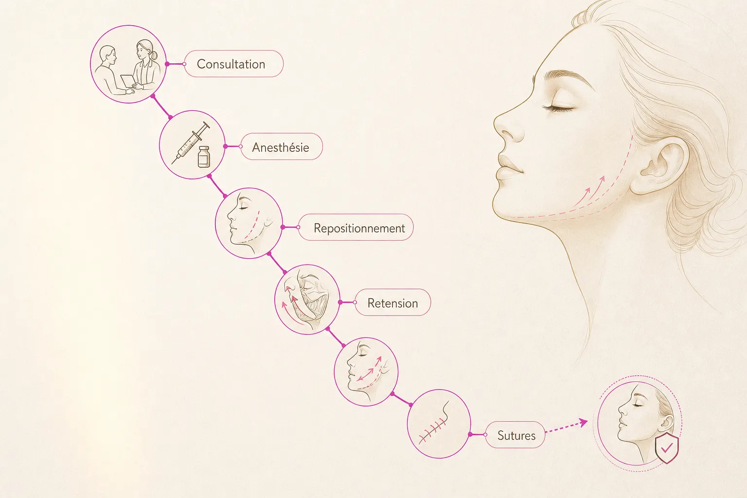 Infographie : Comment se déroule une intervention de lifting cervico-facial ?