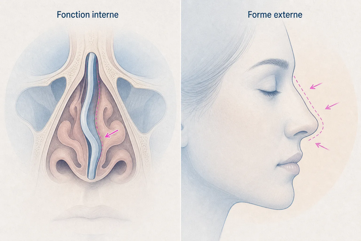 Infographie : Septoplastie versus rhinoplastie : quelles différences ?