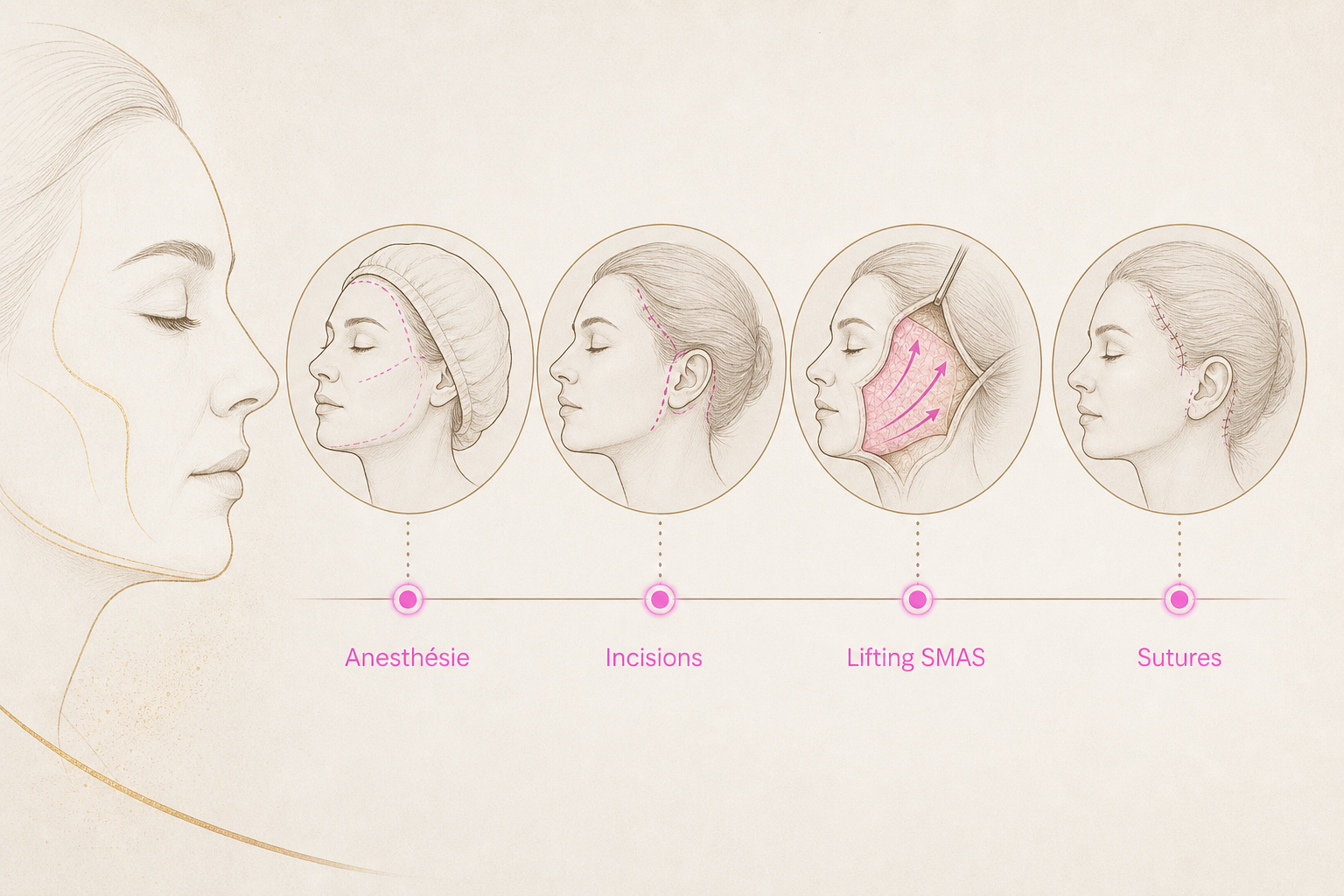 Infographie : Comment se déroule un lifting visage chirurgical ?